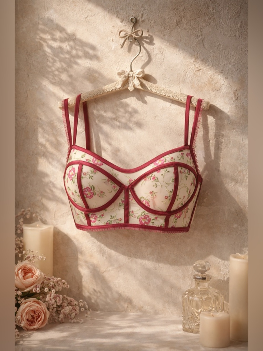 For Love & Lemons Camila Longline Bra Burgundy Medium NWT